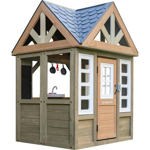 Greystone Wooden Outdoor Playhouse With Kitchen And Working Doorbell