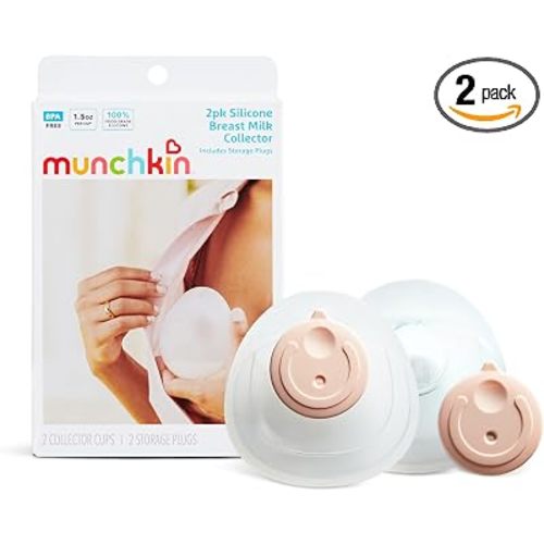 Munchkin Breast Milk Collection Cups, Silicone Milk Collector, 2 Pack