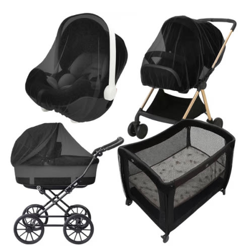 Enovoe Mosquito Net for Stroller - Bug Net for Stroller - Black Breathable Durable Polyester Mesh - Fits Strollers, Bassinets, Cradles, Playards - Pack N Plays Mini Cribs - Machine Washable