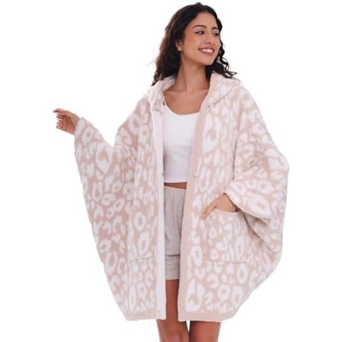 WDCOZY Wearable Blanket Hoodie Poncho Throw Comfy Soft Warm Cape Shawl Cozy Cloak Wrap Hooded with Sleeves For Women Adults