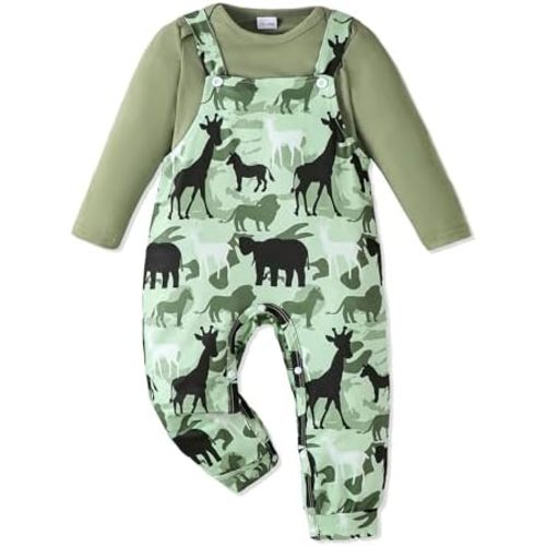 NZRVAWS Newborn Baby Boy Clothes Outfits Infant Stripe Animal Romper Cute Denim Jeans Jumpsuit Overalls 0-18 Months