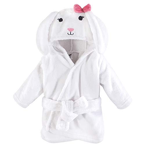 Hudson Baby Unisex Baby Plush Animal Face Bathrobe, Bunny, 0-9 Months