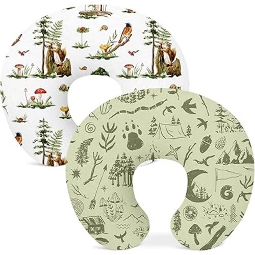 Nursing Pillow Covers 2 Pack, Breastfeeding Pillow Slipcovers Soft and Stretchy, Nursing Covers for Baby Girls Boys Newborn