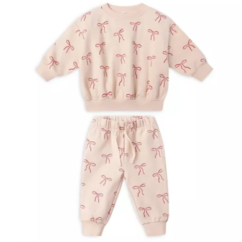 Girls' Relaxed Fleece Bow Print Sweatshirt & Joggers - Baby