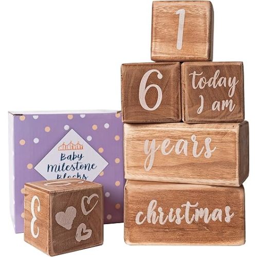 Baby Monthly Milestone Blocks for Baby Boy, Month Baby Milestone Blocks, Age Blocks for Nursery Decor, Best Baby Gifts for Baby Shower, Newborn Photography Props Social Media