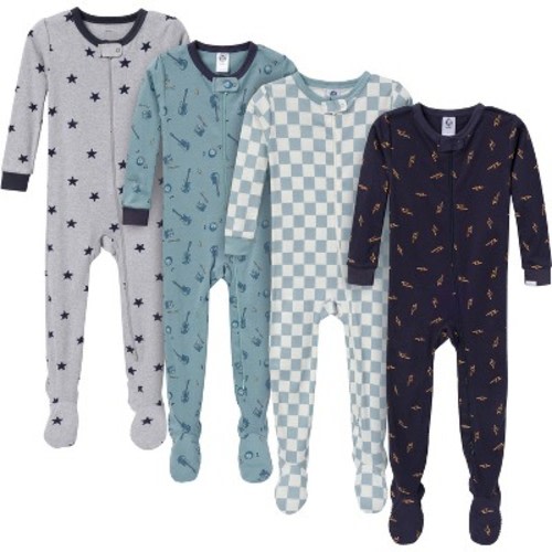 Gerber Baby Boys' Snug Fit Footed Pajamas, 4-Pack, Guitars, 6-9 months