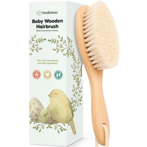 KeaBabies Baby Hair Brush, Oval Cradle Cap Brush, Soft Baby Brush for Infant, Newborn Hairbrush for Girls, Boys, Baby Scalp Brush (Oval), Color: Walnut