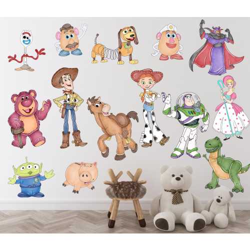 Toy Story Wall Decals, Peel and Stick Wall Stickers, Boys Room Decor, Baby Boy, Disney Birthday Gift, Kids Wall Art
