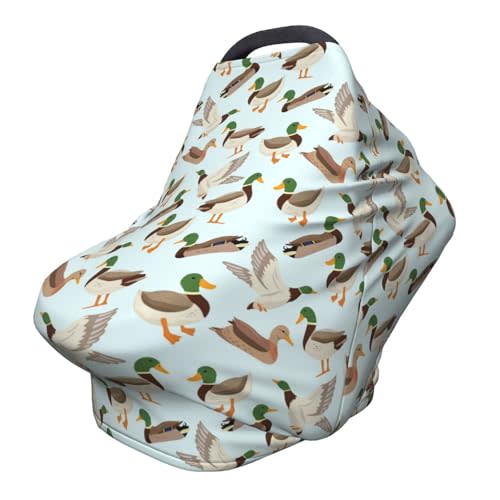 Cute Mallard Duck Baby Stuff Car Seat Covers Baby Multi-Use Car Seat Canopy Carrier Cover, Breathable Breastfeeding Cover Boys & Girls