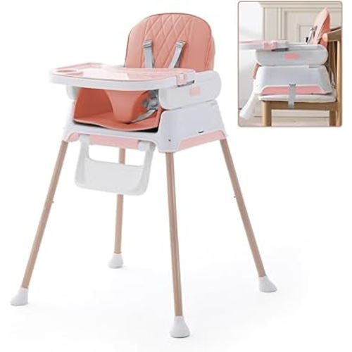 3 in 1 Baby High Chair,Adjustable Convertible Chairs Baby High Chairs for Babies and Toddlers,Portable and Easy to Clean,Pink