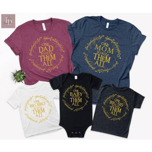 Tolkien Family Matching T-shirts, One Grandma Grandpa to Rule Them All Shirt, Baby Shower Gift, New Dad Tshirt, Lotr Baby Bodysuit