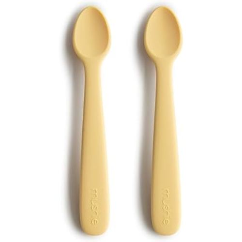 mushie Silicone Baby Feeding Spoons | 2 Pack (Daffodil)