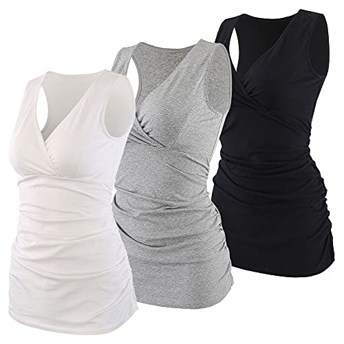 Topwhere Women's Cotton V Neck Tank Top for Maternity and Nursing
