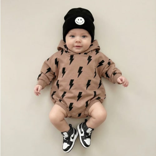 Hooded Bubble Romper  | Mocha Bolts