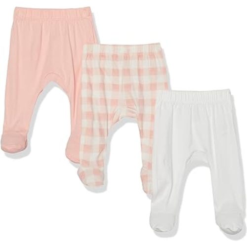 HonestBaby Baby 3-Pack Footed Pants Roomy Fit Pull on Bottoms 100% Organic Cotton for Infant Baby Boys, Girls, Unisex
