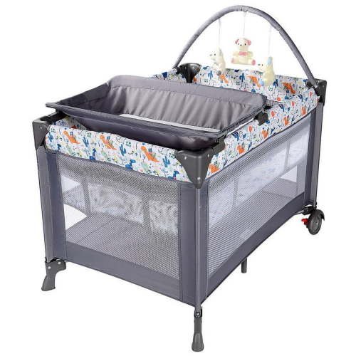Portable Baby Playard with Changing Table and Bassinet, Foldable Travel Playard Baby Playpen Crib Bed, Grey - Walmart.ca