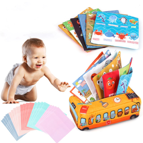 Soft Montessori Magic Tissue Box Toy For Baby 6 to 12 Months, High Contrast Crinkle Paper Sensory Silk Scarves Toys for 1 Year Old Boys Girls Kids Early Learning Gifts