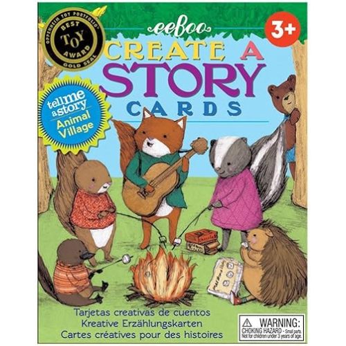 eeBoo: Animal Village Create a Story Pre-Literacy Cards, 36 Cards with Colorful Characters, Encourages Imagination, for Ages 3 and up