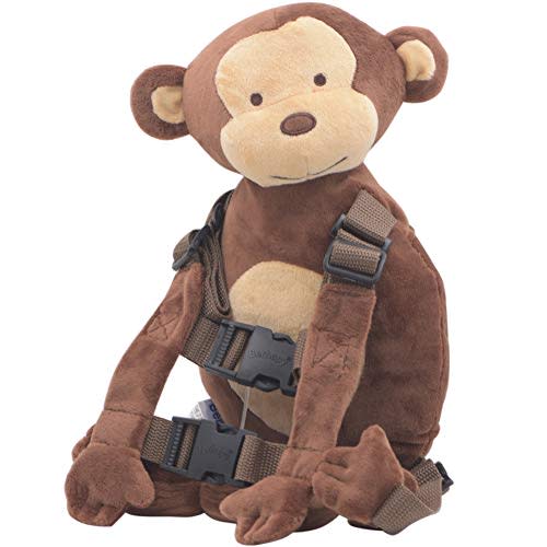 2 in 1 New Monkey Toddler Safety Harness Backpack Children's Walking Leash Strap（Brown）