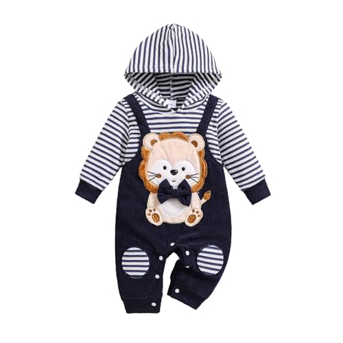 TOKIAGO Baby Boy Clothes Newborn Hoodie Romper Fall Winter One-piece Outfit Infant Cute Cartoon Clothing Set 0-18 Months