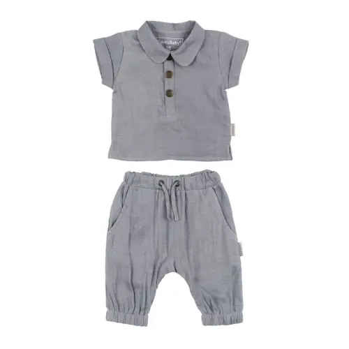 Blueberry | Organic Muslin Tee & Harem Pant Set 0-3m