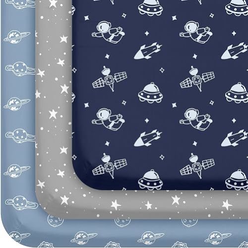 3 Pack Baby Crib Sheets for Boys Girls 52x28 Fitted Crib Sheet