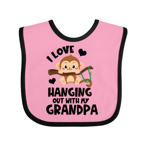 Inktastic Monkey I Love Hanging out with My Grandpa Boys or Girls Baby Bib