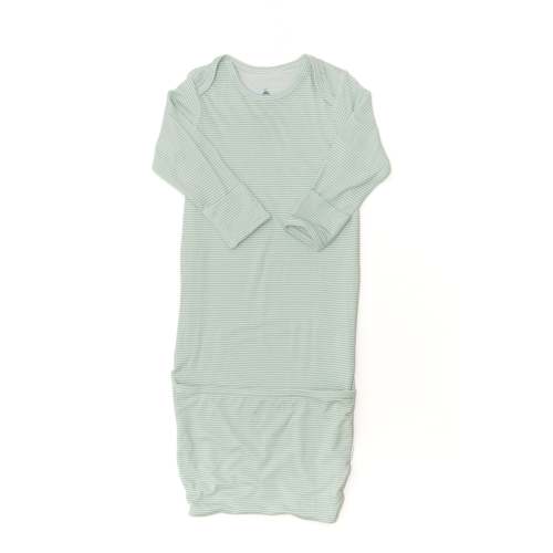Newborn Gown - Pistachio Mini-Stripe