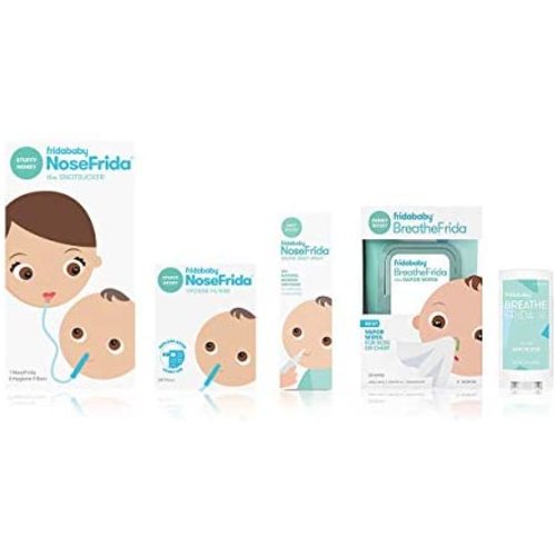 Cold and Flu NoseFrida Bundle- 5 Items by Frida Baby - Cold and Flu Bundle (NoseFrida, Hygien Filters, BreathFrida Nose Wipes, Snot Spray and Vapor Rub)