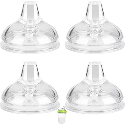 Spout Sippy Cup Nipples for Comotomo Baby Bottles, Transition Cup Food Grade Silicone Soft Nipple, 6m+, Pack of 4