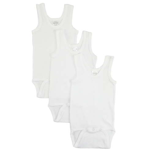 Bambini White Tank Top Bodysuits, 3pk (Baby Boys Or Baby Girls, Unisex)