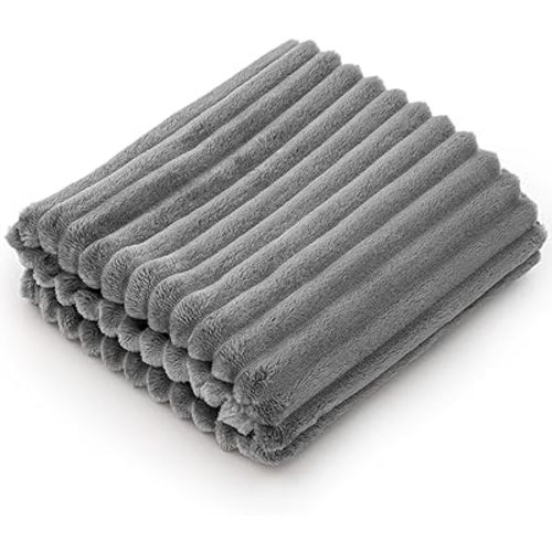 BEDELITE Baby Blankets for Boys Girls 30"x 40" - 3D Ribbed Jacquard Cute Fuzzy Fleece Blanket, Warm and Breathable Soft Cozy Infant Toddler Blanket for Newborn All Seasons Suitable, Grey