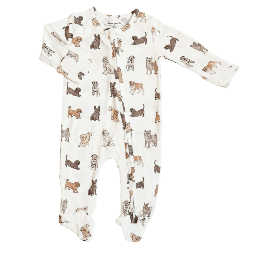 Footie Zippered One Piece in Doggy Friends – Dear Perli