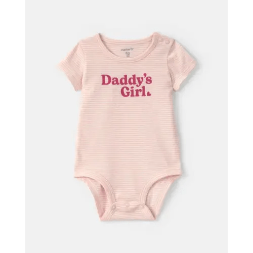 Baby Girl 'Daddy's Girl' Striped Short-Sleeve Graphic Bodysuit - Pink/White | Carter's