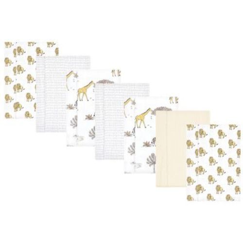 Luvable Friends Hudson Baby Cotton Poly Flannel Burp Cloths 7pk, Wild Safari World