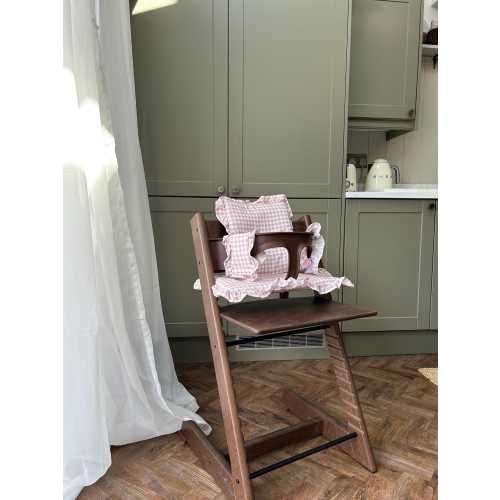 Blush Gingham Ruffle Cushion For Stokke Tripp Trap