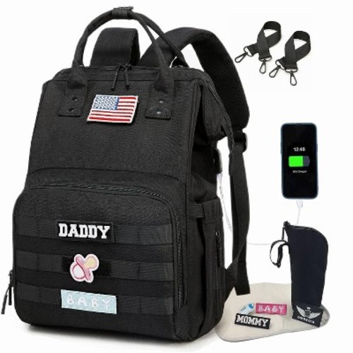 Mommy-Daddy Waterproof Diaper Bag Backpack - Black