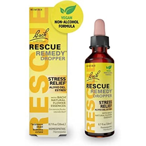 RESCUE Bach Remedy Dropper 20mL, Natural Stress Relief, Homeopathic Flower Essence, Vegan, Gluten & Sugar-Free, Non-Habit Forming (Non-Alcohol Formula)