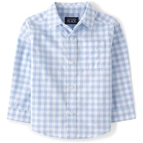The Children's Place Baby Boys' and Toddler Poplin Long Sleeve Button Down Shirt
