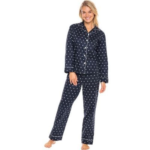 ADR Women's Lightweight Button Down Pajama Set, Long Cotton Pjs
