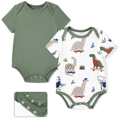 PatPat Newborn Baby Clothes Baby Girl Bodysuits Romper with Bamboo Viscose Short Sleeve Boys and Girls Newborn Infant Unisex Clothes 2Pack