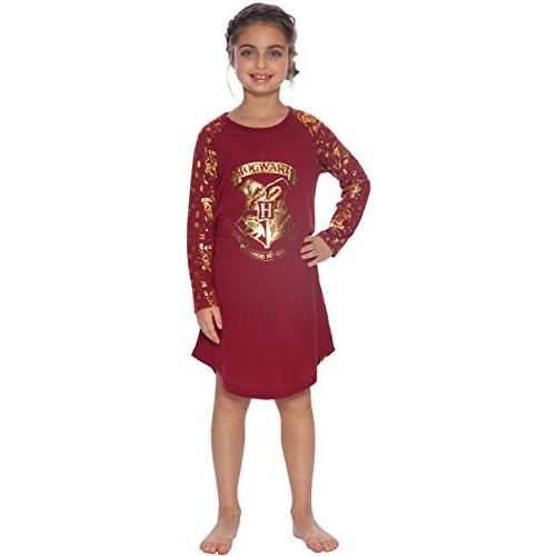 Harry Potter Hermione Hogwarts Gold Logo Crest Nightgown Sleepshirt Holiday Pajama