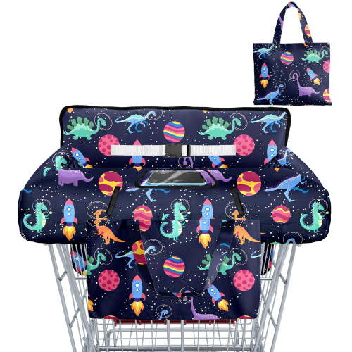 Shopping Cart Cover for Baby Girl Boy 2-in-1 High Chair Water Resistant High Chair Cover w/Phone Pouch Pocket Gender Neutral Cart Cover for Babies Padded Grocery Cart Cover for Baby