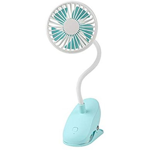 MCGMITT Stroller Fan Clip on, USB Rechargeable Mini Desk Fans Bendable and Portable for Baby Beds, Car Seat, Travel, Outdoor Camping (Blue)