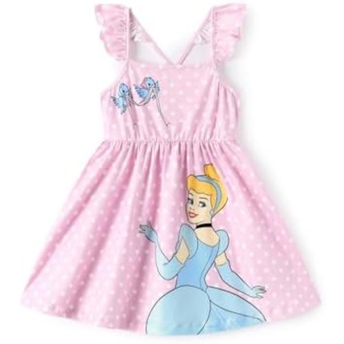 Disney Princess Minnie Mouse Frozen Elsa Girls Dress Ruffle Sleeveless Criss Cross Sundress Summer Clothes Baby to Toddler