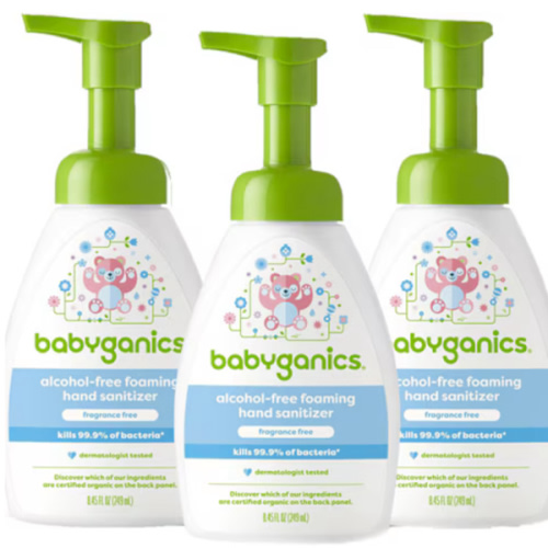 Babyganics Alcohol Free Foaming Hand Sanitizer Pump Fragrance Free -- 3 Pack - Vitacost