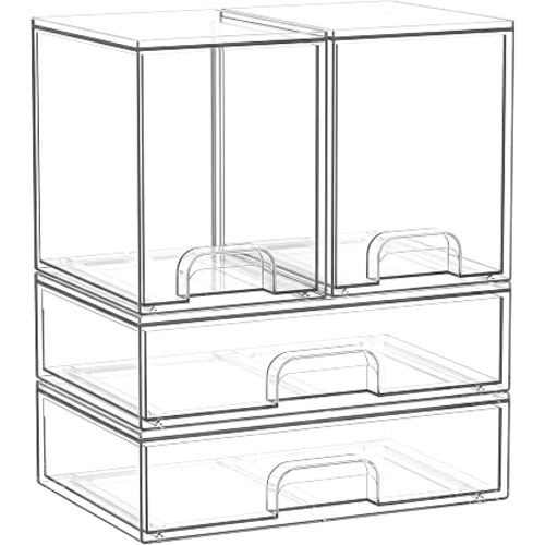 Bottle Storage Organizer Baby: Acrylic Stackable Storage Drawers | Clear Bottles Station Organizer for Countertop, Vanity, Bathroom, Cabinet Organization - 5 Pack
