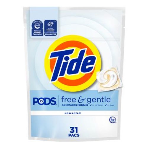 Tide Pods He Compatible Laundry Detergent Pacs - Free & Gentle