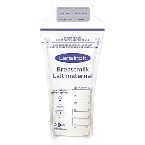 Lansinoh Breastmilk Storage Bags, Baby Essentials, Easy to Use Disposable Breastmilk Storage Bag, Airtight, Zipper Closure, Resealable, Refrigeration & Freezer Safe, BPA/BPS Free