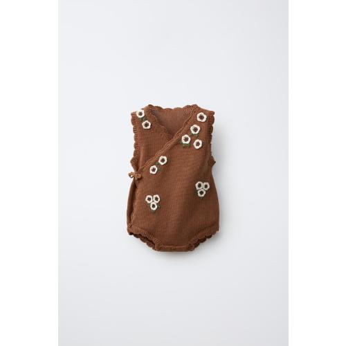 CROCHETED FLOWER KNIT KIMONO - Caramel | ZARA United States